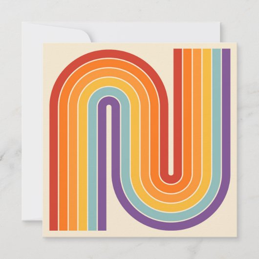 Retro 1970s Style Arched Stripes Geometric Pattern 招待状 (正面)