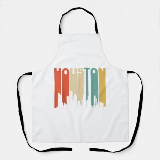 Retro 1970's Style Houston Texas Skyline  エプロン (正面)