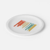 Retro 1970's Style Houston Texas Skyline  ペーパープレート (アングル)