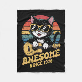 Retro 1976 Birthday 50th Cat Lover Bday Ukulele フリースブランケット