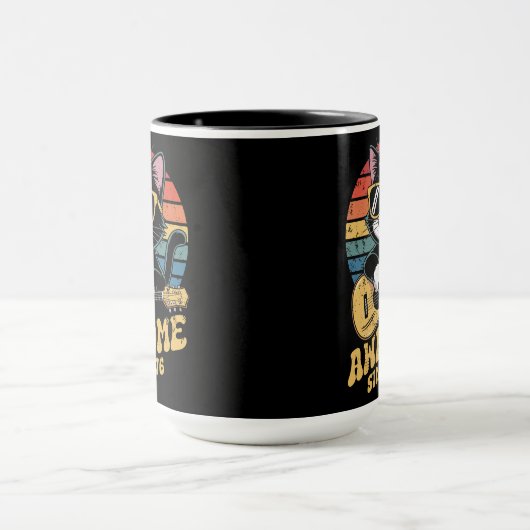 Retro 1976 Birthday 50th Cat Lover Bday Ukulele マグカップ (中央)