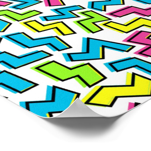 Retro 1980's Cool Cute 80s Memphis Pattern ポスター (角)