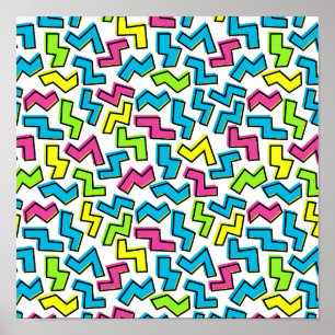 Retro 1980's Cool Cute 80s Memphis Pattern ポスター