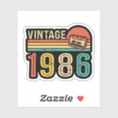 Retro 1986 Birthday Cassette Tape Nostalgic Bday シール (シート)