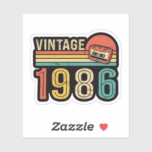 Retro 1986 Birthday Cassette Tape Nostalgic Bday シール (シート)