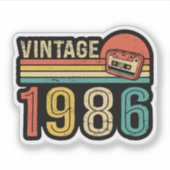 Retro 1986 Birthday Cassette Tape Nostalgic Bday シール (正面)