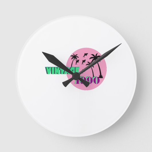 Retro 1990 Birthday Gift ラウンド壁時計 (正面)