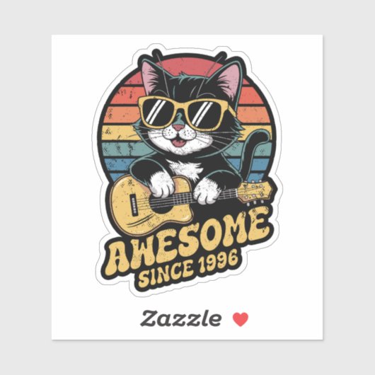 Retro 1996 Birthday Cat Lover Ukulele 30th Bday  シール (シート)