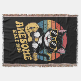 Retro 1996 Birthday Cat Lover Ukulele 30th Bday スローブランケット