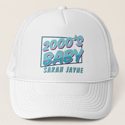 Retro 2000s Baby Personalized Trucker Hat キャップ (正面)