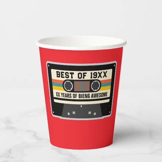 Retro 20th 30th 40th 50th 60th 70th Birthday Party 紙コップ (裏面)