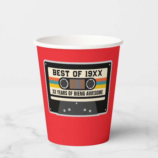 Retro 20th 30th 40th 50th 60th 70th Birthday Party 紙コップ (正面)