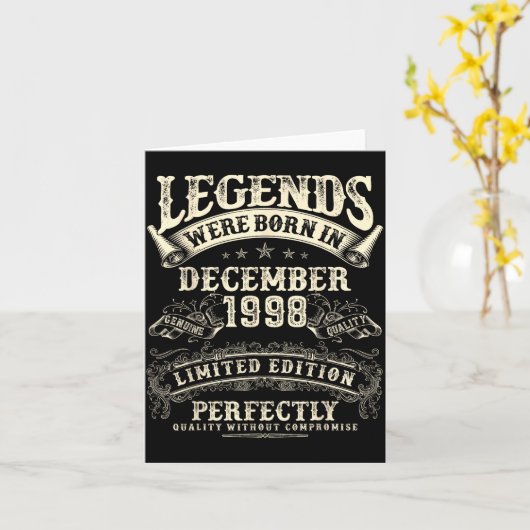 Retro 27th Birthday For Men 27 Year Old December 1 カード (黄色い花)