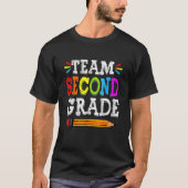 Retro 2nd Teacher Team Second Grade Squad Back To Tシャツ (正面)