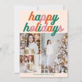 Retro 3 Photo Christmas Collage Happy Holidays シーズンカード (正面)