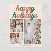 Retro 3 Photo Christmas Collage Happy Holidays シーズンポストカード (正面)