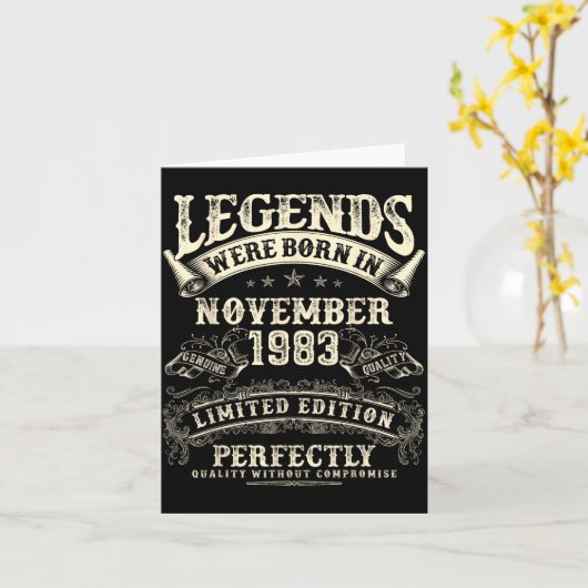 Retro 42nd Birthday For Men 42 Year Old November 1 カード (黄色い花)