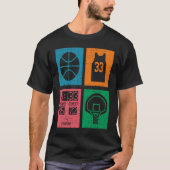 Retro 4 Color Block Basketball Tシャツ (正面)