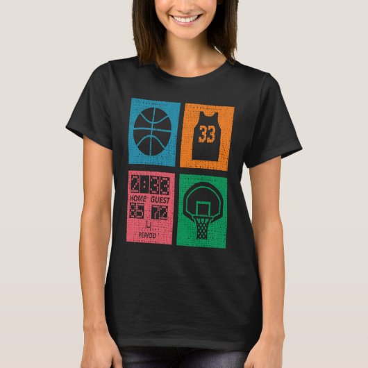 Retro 4 Color Block Basketball Tシャツ (正面)