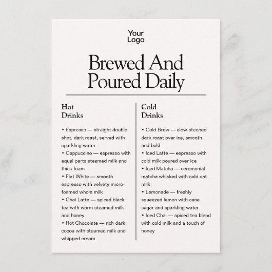 Retro 4 List Logo White Ivory Business Menu メニュー (正面)