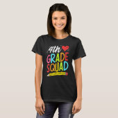 Retro 4th Fourth Grade Squad Pencil Back To School Tシャツ (正面フル)