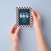 Retro 4th of July BBQ Party Checkered  チラシ (手)