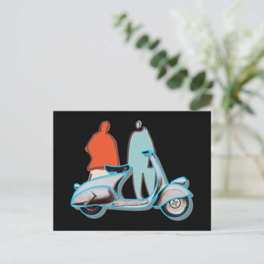 Retro 50er Roller Popart Style ポストカード (スタンド正面)