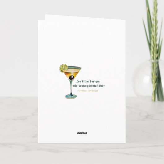 Retro 50s 4 Leaf Clover Irish Christmas Martini カード (裏面)