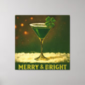 Retro 50s 4 Leaf Clover Irish Christmas Martini キャンバスプリント (正面)