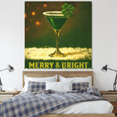Retro 50s 4 Leaf Clover Irish Christmas Martini キャンバスプリント (インサイチュ (寝室))