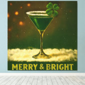 Retro 50s 4 Leaf Clover Irish Christmas Martini キャンバスプリント (インサイチュ (ウッドフロア))