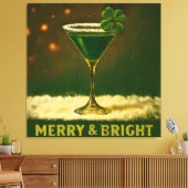 Retro 50s 4 Leaf Clover Irish Christmas Martini キャンバスプリント (インサイチュ (リビング))