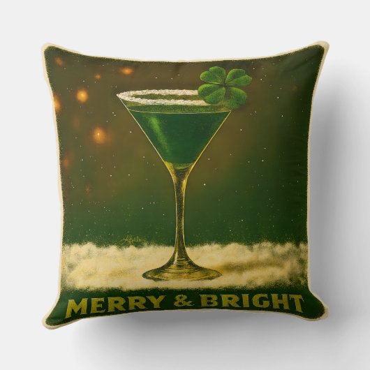 Retro 50s 4 Leaf Clover Irish Christmas Martini クッション (裏面)