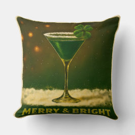 Retro 50s 4 Leaf Clover Irish Christmas Martini クッション