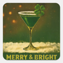Retro 50s 4 Leaf Clover Irish Christmas Martini スクエアシール