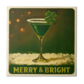 Retro 50s 4 Leaf Clover Irish Christmas Martini タイル (正面)