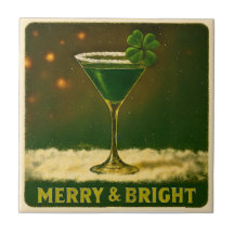 Retro 50s 4 Leaf Clover Irish Christmas Martini