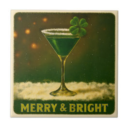 Retro 50s 4 Leaf Clover Irish Christmas Martini タイル