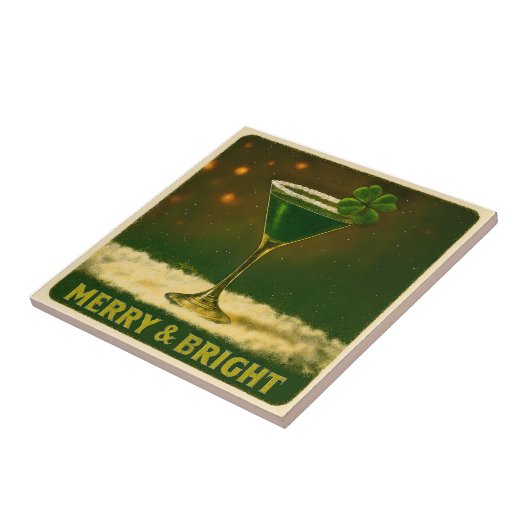 Retro 50s 4 Leaf Clover Irish Christmas Martini タイル (側面)