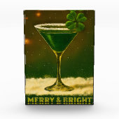 Retro 50s 4 Leaf Clover Irish Christmas Martini フォトブロック (正面)