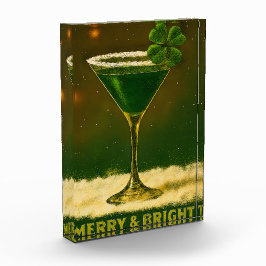 Retro 50s 4 Leaf Clover Irish Christmas Martini フォトブロック