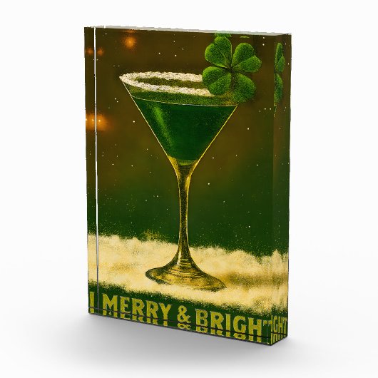 Retro 50s 4 Leaf Clover Irish Christmas Martini フォトブロック (右)