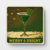 Retro 50s 4 Leaf Clover Irish Christmas Martini フォトプラーク (正面)