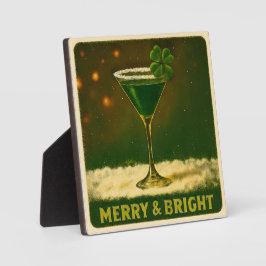 Retro 50s 4 Leaf Clover Irish Christmas Martini フォトプラーク