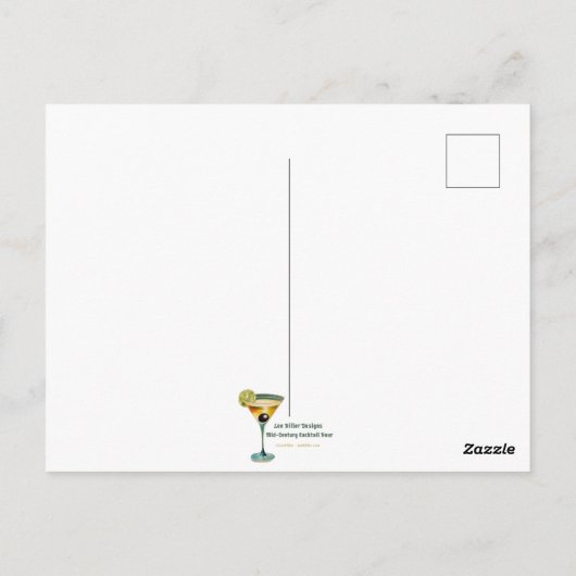 Retro 50s 4 Leaf Clover Irish Christmas Martini ポストカード (裏面)