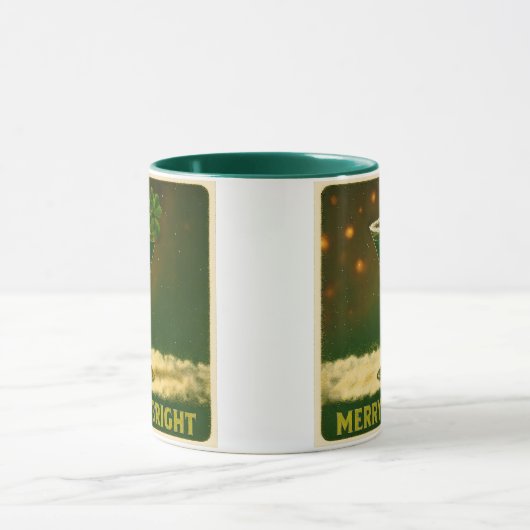 Retro 50s 4 Leaf Clover Irish Christmas Martini マグカップ (中央)