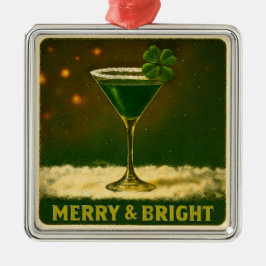 Retro 50s 4 Leaf Clover Irish Christmas Martini メタルオーナメント