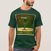 Retro 50s 4 Leaf Clover Irish Christmas Martini Tシャツ (正面)