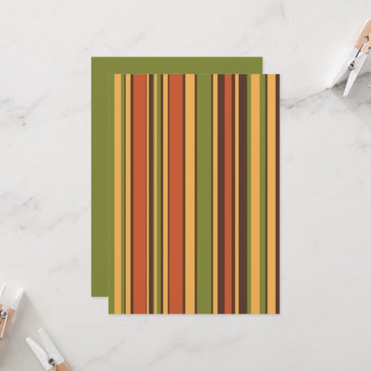 Retro 50s 60s 70s Stripes Orange Avocado Brown 招待状 (正面/裏面インサイチュ)