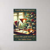 Retro 50s Avoid The Naughty List Christmas Martini キャンバスプリント (正面)